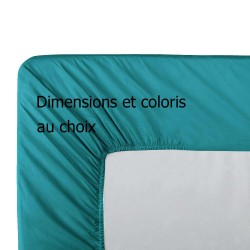 Garnier-Thiébaut - Drap housse Duo uni pour lit articulé en percale de coton 90 fils/cm² Olana