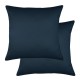 Taies d'oreiller unies en satin de coton 120 fils/cm² Ava Bleu nuit