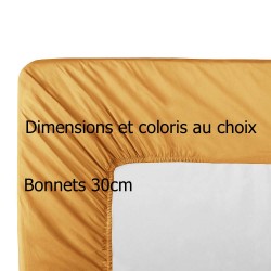 Garnier-Thiébaut - Drap housse uni bonnets 30cm en percale de coton 90 fils/cm² Olana