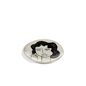 Assiette dessert céramique 20cm La Mère Visage Blanc cassé et Noir - Marie Michielssen 2