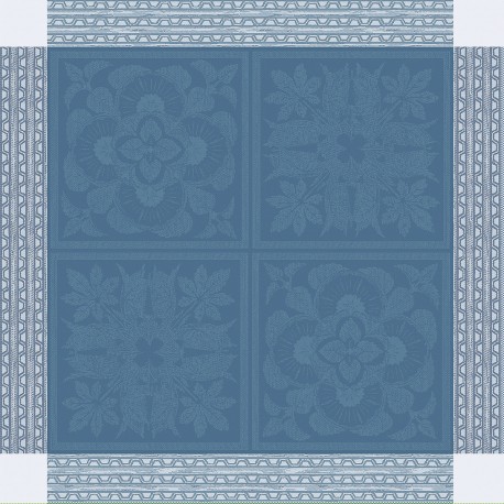 Serviettes de table jacquard pur lin Harmonie Bleu, Garnier-Thiébaut