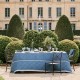Nappe jacquard pur lin antitache Harmonie Bleu, Garnier-Thiébaut