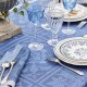 Chemin de table jacquard pur lin antitache Harmonie Bleu, Garnier-Thiébaut