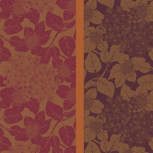 Serviettes de table de table coton Hortensias Rouille, Garnier-Thiébaut