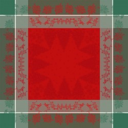 Petit Carré déco Cadeaux de Noël Rouge antitache, Garnier-Thiébaut