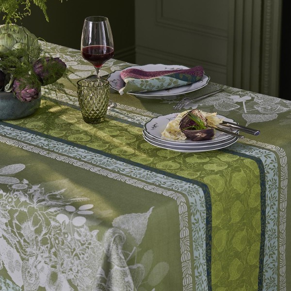 Tissu nappes au metre Mille Botanique Mousse laize 160cm, Garnier-Thiébaut