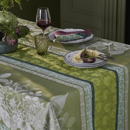 Tissu nappes au metre Mille Botanique Mousse laize 160cm, Garnier-Thiébaut