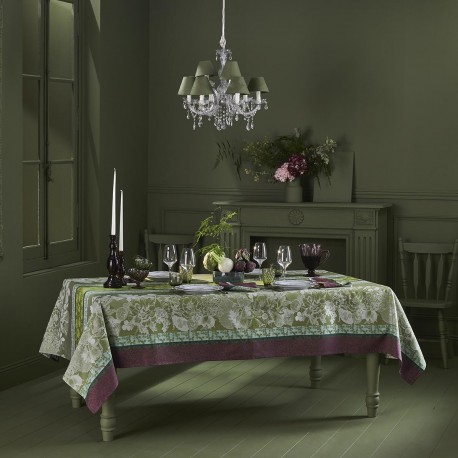 Nappe enduite sur mesure Mille Botanique Mousse, laize 155cm, Garnier-Thiébaut