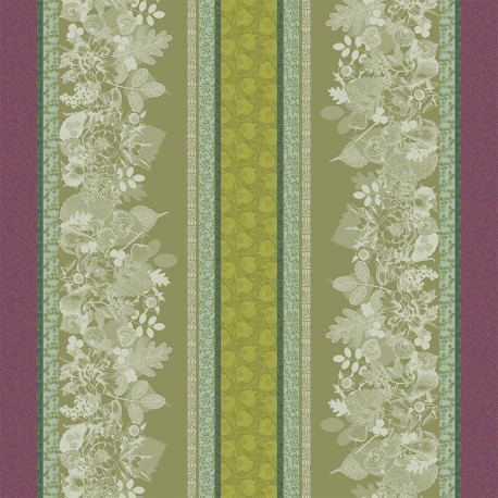 Tissu coton enduit Mille Botanique Mousse, laize 155cm, Garnier-Thiébaut