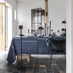 Nappe pur lin Armoiries Céruléen, Le Jacquard Français