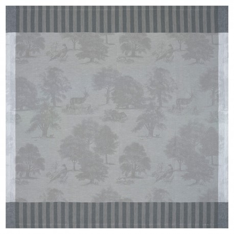 Petit Carré déco pur lin Souveraine Argent, Le Jacquard Français