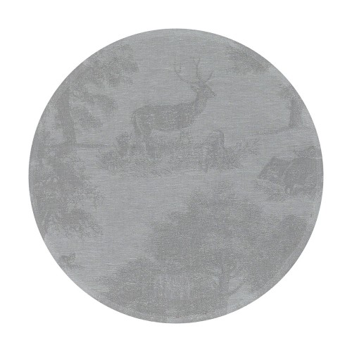Set de table ronds pur lin antitache Souveraine Argent D38cm, Le Jacquard Français 