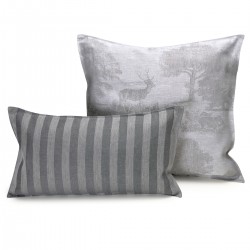 Housse de coussin pur lin Souveraine Argent, Le Jacquard Français