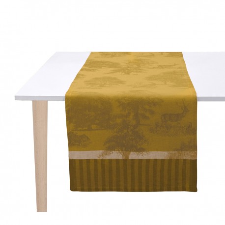 Chemin de table pur lin Souveraine Or, Le Jacquard Français