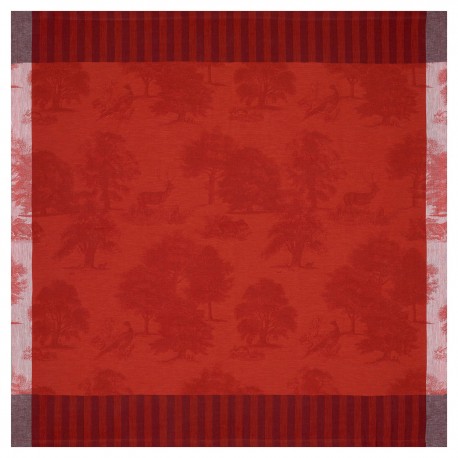 Petit Carré déco pur lin Souveraine Carmin, Le Jacquard Français