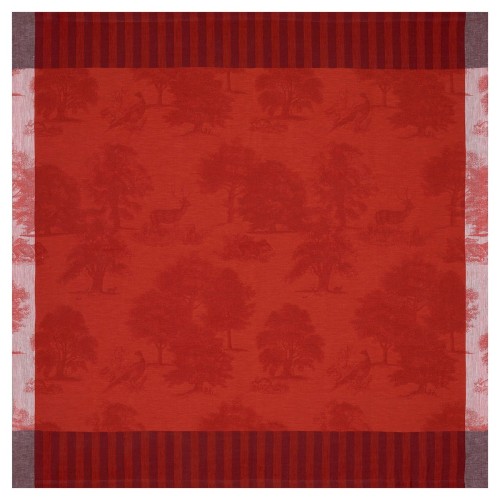 Petit Carré déco pur lin Souveraine Carmin, Le Jacquard Français