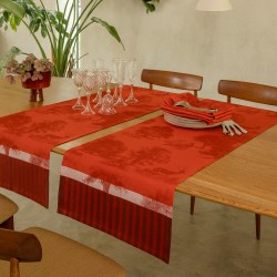 Chemin de table pur lin Souveraine Carmin, Le Jacquard Français