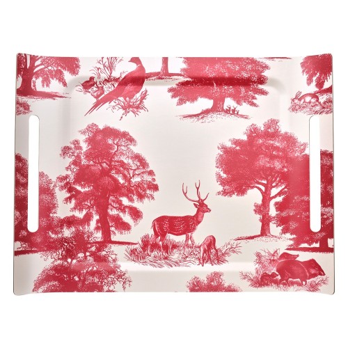 Plateau de service en bois 100% bouleau Souveraine Carmin 58x42cm , Le Jacquard Français