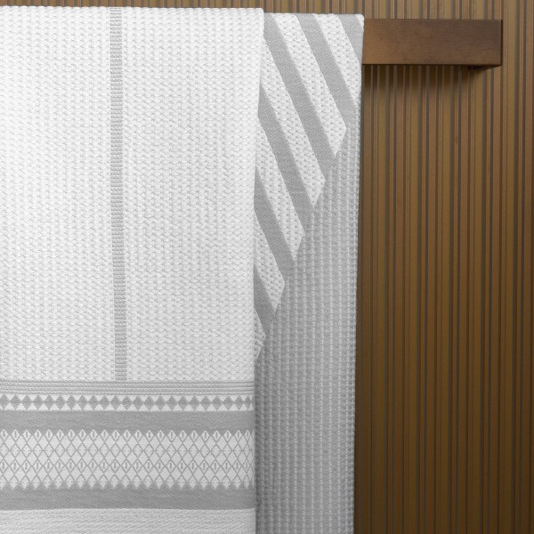 Serviettes de bain double nid d'abeilles Bath Club Gris Minéral, Le Jacquard Français