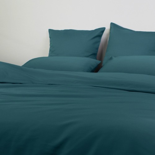 Garnier-Thiébaut - Parure de lit unie en satin de coton 120 fils/cm² Ava Canard