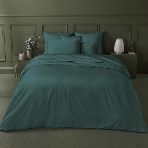 Garnier-Thiébaut - Parure de lit unie en satin de coton 120 fils/cm² Ava Canard