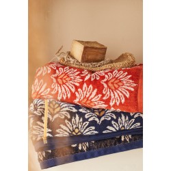 Serviette de plage en jacquard de coton Maya Océan, Essix