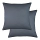 Garnier-Thiébaut - Taies d'oreiller unies en satin de coton 120 fils/cm² Ava Titane