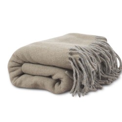 Plaid laine/autres fibres Duetto Mocca 130x170cm, Garnier-Thiébaut