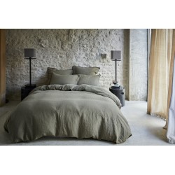 Nouvelle Vague Kaki, Parure de lit en pur lin lavé français Alexandre Turpault