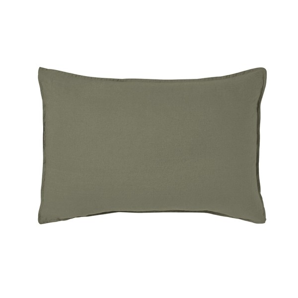Nouvelle Vague Kaki, taie d'oreiller rectangle en pur lin lavé français Alexandre Turpault