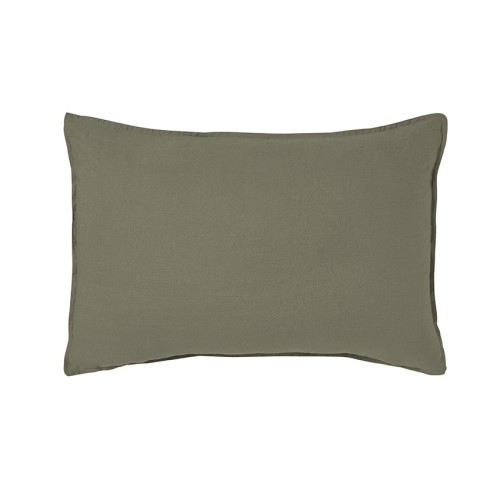 Nouvelle Vague Kaki, taie d'oreiller rectangle en pur lin lavé français Alexandre Turpault
