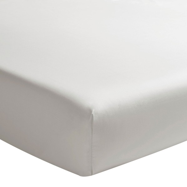 Drap housse uni en percale de coton Première Gris perle