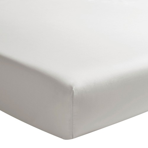 Drap housse uni en percale de coton Première Gris perle