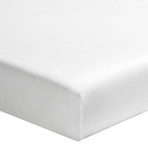 Drap housse uni en percale de coton Première Blanc