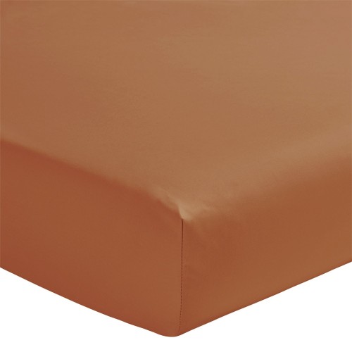 Drap housse Première Terre de sienne en percale de coton 80 fils/cm², Essix VERSO