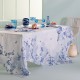 Nappe imprimée métis lavé lin/coton Volière Bleu, Garnier-Thiébaut