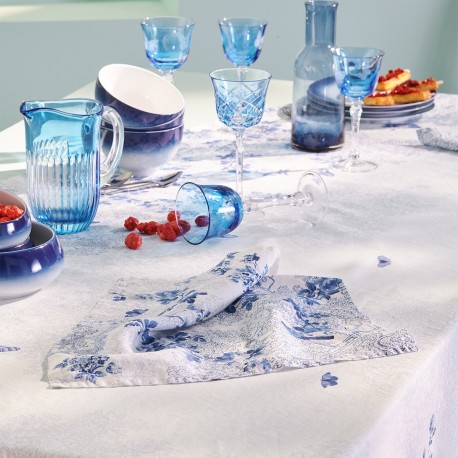 Serviettes de table pur lin lavé Volière Bleu, Garnier-Thiébaut 
