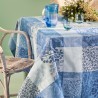 Nappe enduite sur mesure Mille Rameaux Bleu laize 180cm, Garnier-Thiébaut