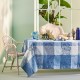 Nappe enduite sur mesure Mille Rameaux Bleu laize 180cm, Garnier-Thiébaut