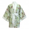 Kimono court imprimé en satin de coton 120 fils/cm² Foliage Vert d'eau, Garnier-Thiébaut