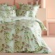 Garnier-Thiébaut - Parure de lit imprimée en satin de coton 120 fils/cm² Foliage Vert d'eau