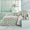 Garnier-Thiébaut - Parure de lit imprimée en percale de coton 80 fils/cm² Trèfles Naturel