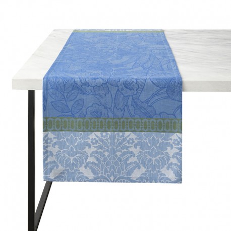 Chemin de table pur lin Escapade tropicale Perroquet, Le Jacquard Français