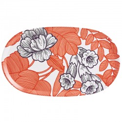 Plateau de service ovale en bois 100% bouleau Escapade tropicale Goyave 55x32cm , Le Jacquard Français