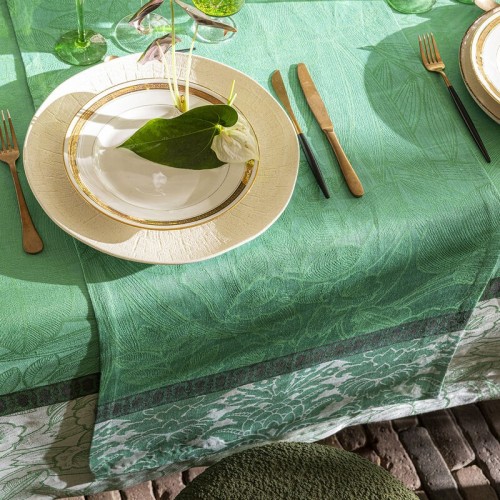 Chemin de table pur lin Escapade tropicale Caméléon, Le Jacquard Français