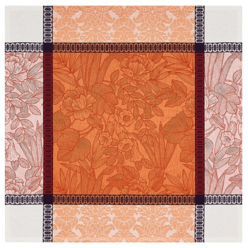 Nappe pur lin Escapade tropicale Goyave, Le Jacquard Français
