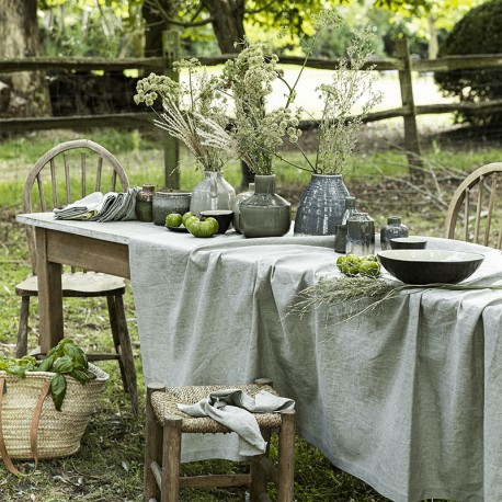 Nappe pur lin tissé Chambray Sauge, Alexandre Turpault