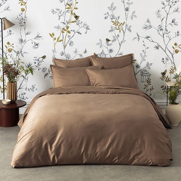 Alexandre Turpault - Parure de lit unie en satin de coton Bio 120 fils/cm² Teophile Biche