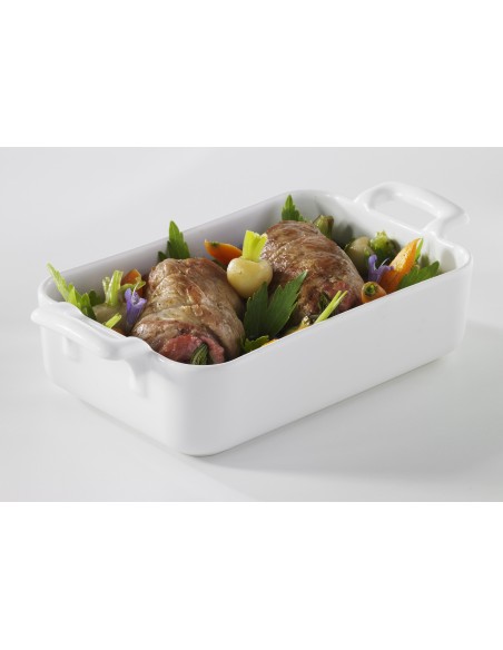 Plat four rectangulaire profond en porcelaine, Revol 