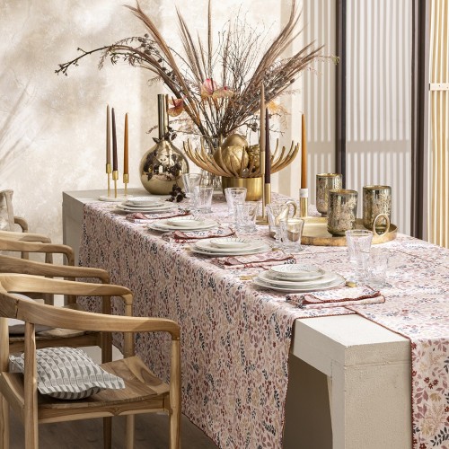 Nappes coton et lin imprimé Campagne Rose, Le Jacquard Français
